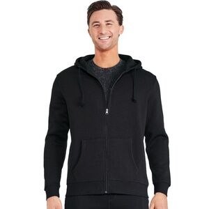 George Black Fleece Full Zip Hoodie Drawstring Kangaroo Pockets Unisex Medium